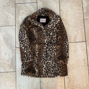 BCBGgeneration Maidweight Faux-Fur  Lepard-Print Coat Size Medium MSRP